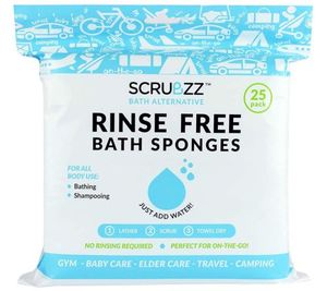 lot 2316 image: 75pc SCRUBZZ Rinse Free Bath Single Use Shower Sponges, NEW