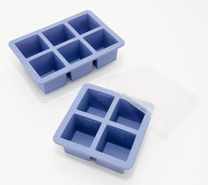 lot 2317 image: W&P 2-Pc Cup Cube Silicone Freezer Traysw Lids, CHARCOAL in Color, NEW