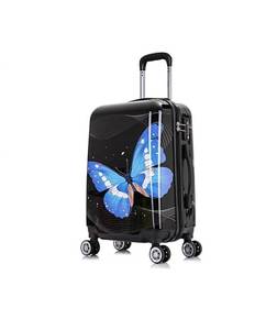 lot 2321 image: InUSA Black ButterflyLightweight Hardside Spinner, 20 in, Carry On, NEW