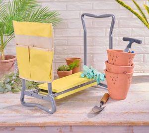 lot 2336 image: Ultimate Innovations Folding Garden Kneeling Bench with Pocket, RED in Color, NEW
