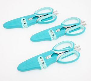 lot 2347 image: Sabatier Set of (3) 10-in-1 Multi-Purpose Kitchen Shears with Sheaths, GREY in Color, NEW