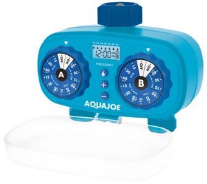 lot 2348 image: Aqua Joe Dual Zone Digital Water Timer with 2 Connections, BLUE in Color, NEW