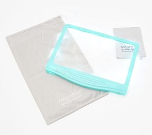lot 2349 image: Set of 2, MagniPros 3x Ultra Bright Page Magnifier w Anti-Glare, Dimmable, Aqua in Color, NEW