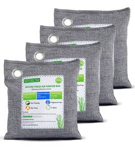 lot 2386 image: NIYIKOW Nature Fresh Bamboo Charcoal Air Purifying Bags (4 Pack x 200g), Charcoal Bags