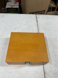 lot 1024 image: Craftsman routing bits in wood box