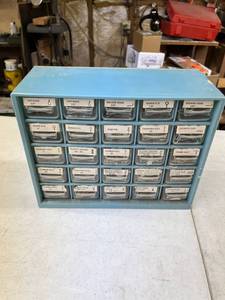 lot 1032 image: 25 drawer bin with contents