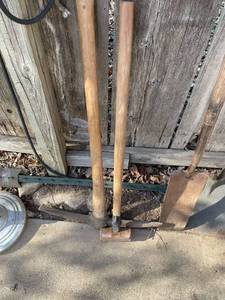 lot 2012 image: Pic axe and and sledge hammer