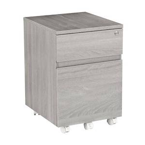 lot 2765 image: Retail 94.98-Techni Mobili Rolling File Cabinet with Glass Top Grey