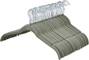 lot 2773 image: Amazon Basics Slim, Velvet, Non-Slip Shirt Clothes Hangers, GraySilver - Pack of 50