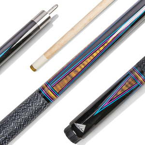 lot 2799 image: Retail $78.42-Mizeral 58 2-Piece Deluxe Graphite Maple Billiard Pool Cue with 13mm Fiber Ferrule with Leather Tip