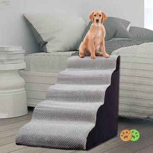 lot 2831 image: Retail $145.00MALOROY 5 Tiers Foam Dog Ramps for High Bed, Dog Stairs Ladder Pet Ramp Stairs Non-Slip Pet Step for Older Dogs, Cats with Joint Pain, Sofa Ladder for Puppies -Grey-
