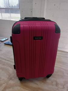 lot 7007 image: Kenneth Cole Out Of Bounds Lightweight Durable Hardshell 4-Wheel Spinner Cabin Size Travel Suitcase, Magenta, 20-Inch Carry On