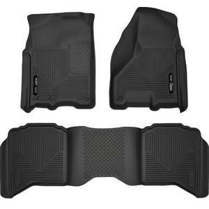 lot 7025 image: Husky Liners Weatherbeater Series Front & 2nd Seat Floor Liners Fits 09-18 Ram 1500 Crew Cab