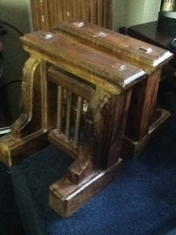 lot 1410 image: Heavy duty mission style wooden bookends wood looks to be teak