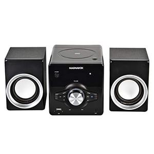 lot 78074 image: Magnavox MM442 3-Piece Top Loading CD Shelf System with Digital PLL FM Stereo Radio, Bluetooth Wireless Technology, and Remote Control in Black  Blue Lights  LED Display  AUX Port Compatible 