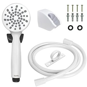 lot 78083 image: RV Shower Head with Hose and On Off Switch (Trickle), Water Saving and High Pressure Shower Head with Hose Guide Ring and Shower Holder for RV, Camper, Van, Travel Trailer, Motorhome and Boat, White