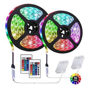 lot 78088 image: HIKENRI 6.56 feet Battery Powered LED Strip Lights, DIY Indoor and Outdoor Decoration, Waterproof, 24 Keys Remote, 2 Pack