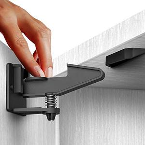 lot 78100 image: Cabinet Locks for Babies - Child Safety Latches 10 Pack - Invisible Adhesive Baby Proofing Drawer Locks - Works with Most Cabinets and Drawers - No Drilling Installation - (Black)