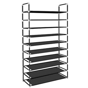 lot 78109 image: ERONE Shoe Rack Organizer, Tall Shoe Storage for Closets Non-Woven Fabric Metal Sturdy Shoe Shelf Tower Cabinet for Entryway (Black, 10 Tier)