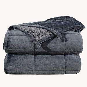 lot 78110 image: Argstar Sherpa Fleece Weighted Blanket for Adults 15 Lbs On TwinFull Bed, Soft Cozy Fuzzy Heavy Blankets with Premium Glass Beads,48x72, Dark Grey.