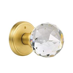 lot 78115 image: CLCTK Crystal Glass Door Knobs Interior with Lock, Privacy Bathroom Bedroom Door Knobs Gold Door Knob, Satin Brass