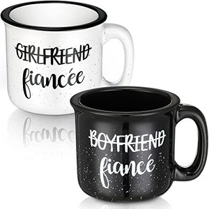 lot 78125 image: Baderke 2 Pcs Engagement Gifts for Couples Ceramic Coffee Mug Set 14 oz Boyfriend and Girlfriend Funny Engaged Her Wedding Presents Newlyweds Fianc� Fianc�e Party