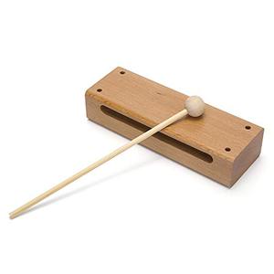lot 78135 image: Wood Block Musical Instrument with Mallet Solid Hardwood Percussion Rhythm Blocks