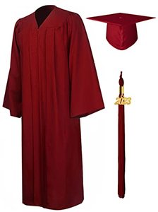 lot 78146 image: GraduationMall Matte Graduation Gown Cap Tassel Set 2023 for High School and Bachelor Maroon 48(53-55)