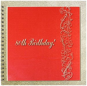 lot 78159 image: 3dRose db_32987_2 80th Birthday Red and Gold Design Memory Book, 12 by 12-Inch