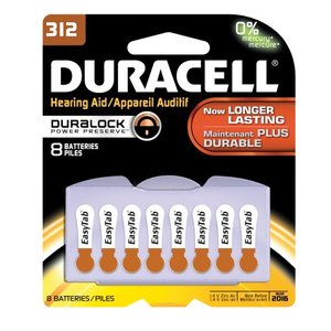 lot 78164 image: Duracell DA312B8ZM09 Easy Tab Hearing Aid Zinc Air Battery Pack, 312 Size, 1.4V, 175 mAh Capacity (Case of 6 Cards, 8 Unit per Card)