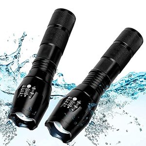lot 78179 image: 2 Pack Tactical Flashlights Torch, Military Grade 5 Modes 3000 High Lumens Led Waterproof Handheld Flashlight for Camping Biking Hiking Outdoor Home Emergency