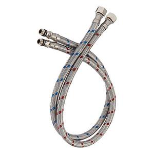 lot 78183 image: Bathadore Supply Hose x 2 Pcs (1 Pair) 40-Inch Long Faucet Connector Braided Stainless Steel 38-Inch Female Compression Thread x M10 Male Connector for Bathroom and Kitchen
