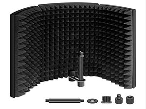 lot 78190 image: Aokeo Professional Studio Recording Microphone Isolation Shield, Pop Filter.High density absorbent foam is used to filter vocal. Suitable for Blue Yeti and any condenser microphone recording equipment