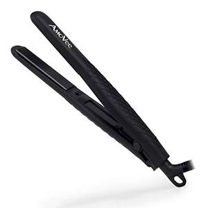 lot 78234 image: AmoVee Mini Flat Iron Smart Ceramic Tourmaline Hair Straightener Negative Ionic Technology for Travel, Black