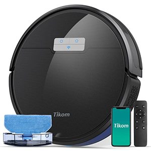 lot 78256 image: Tikom G8000 Pro Robot Vacuum and Mop Combo, 4500Pa Suction, 150Mins Max, Robotic Vacuum Cleaner with Self-Charging, Quiet, APP&Voice Control, Ideal for Carpet, Hard Floor, Black