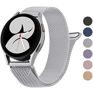 lot 78261 image: Wanme Metal Bands for Samsung Galaxy Watch 4 Band 40mm 44mm, Galaxy Watch 4 Classic Bands Women Men, 20mm Stainless Steel Replacement Strap for Samsung Watch 4 Bands (Silver)