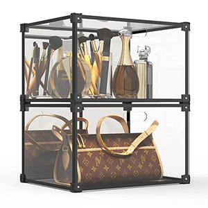 lot 78266 image: SOGOBOX Acrylic Display Case with Mirror, Set of 2, Acrylic Boxes with Magnetic Door, Simple Self-Assembly Dustproof Showcase for Collectibles, Toys, Cosmetic, Shoes, Handbag (13.8 x 10.6 x 8)