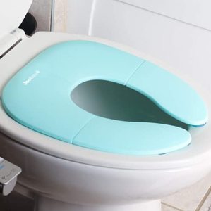 lot 78279 image: Folding Travel Potty Seat for Boys and Girls, Fits Round & Oval Toilets, Non-Slip Suction Cups, Includes Free Travel Bag - Jool Baby