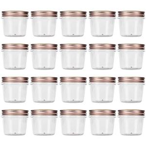lot 78280 image: novelinks 4 Ounce Clear Plastic Jars with Rose Gold Lids - Refillable Round Clear Containers Clear Jars Storage Containers for Kitchen & Household Storage - BPA Free (20 Pack)