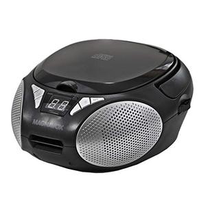 lot 78291 image: Magnavox MD6924 Portable Top Loading CD Boombox with AMFM Stereo Radio in Black  CD-RCD-RW Compatible  LED Display  AUX Port Supported  Programmable CD Player 
