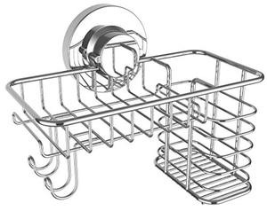 lot 78295 image: Soap Dish for Shower Suction Cup Powerful Vacuum System Rustproof 304 Stainless Steel Basket Sponges Holder with Razor Hooks for Bathroom or Kitchen Soap Holder (Combo)