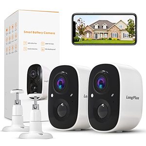lot 78307 image: LongPlus Wireless Outdoor Security Camera,2 Pack Battery Powered Wireless Security Camera for Home Security, Wireless WiFi Camera with AI Detection, Color Night Vision,Spotlight,2 Way Audio,Only2.4Ghz