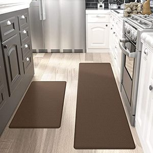 lot 78309 image: DEXI Kitchen Rugs and Mats Cushioned Anti Fatigue Comfort Runner Mat for Floor Rug Standing Rugs Set of 2, 17x2917x59,Brown