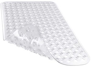 lot 78313 image: Yimobra Original Bath Tub and Shower Mat 27.5 X 15.5 Inches, Non-Slip with Drain Holes, Suction Cups, Machine Washable, Phthalate Free, No Latex, No BPA, Clear