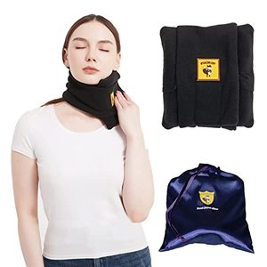 lot 78314 image: FOXSEON Travel Pillow,Support Neck Pillow with Scarf,Airplane Car or Office Nap Pillow,Easy to wash and Carry, with Luxury Storage Bag (Medium Black)