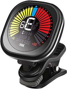 lot 78327 image: Guitar Tuner Rechargeable, Clip On Tuner with LCD Color Display with Guitar, Ukulele, Violin and Chromatic Tuning Modes for All Stringed Instruments