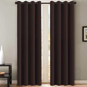 lot 78335 image: H.VERSAILTEX Blackout Room Darkening Curtains Window Panel Drapes - (Chocolate Brown Color) - 2 Panels - 52 inch Wide by 84 inch Long Solid Pattern, Grommet Top