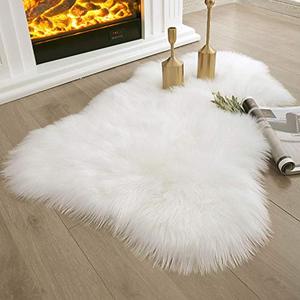 lot 78337 image: Ashler Faux Fur Rug, Fluffy Shaggy Area Rug Ultra Soft 2 x 3 Feet Sheepskin Fur Rug, White Fuzzy Rug Machine Washable Shag Rug, Nursery Decor Throw Rugs for Bedroom, Kids Room, Living Room