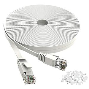 lot 78338 image: Cat 6 Ethernet Cable 15 ft, Outdoor&Indoor 10Gbps Support Cat7 Network, Flat Internet RJ45 LAN Patch Cords, Solid Cat6 High Speed Computer Wire with Clips for Router, Modem, PS45, Xbox, Gaming, White