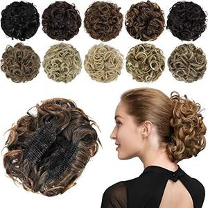 lot 78362 image: Rose bud Chignon Hairpiece Curly Bun Extensions Scrunchie Updo Hair Pieces Synthetic Combs in Messy Bun Hair Piece for Women